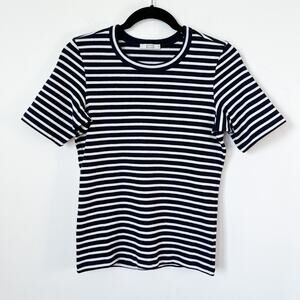 AYR Black and White Striped Short Sleeve Tee